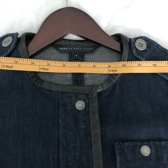 Marc Jacobs Denim And Leather Jacket SZ 2 Fitted. Leather Trim - Picture 7 of 10